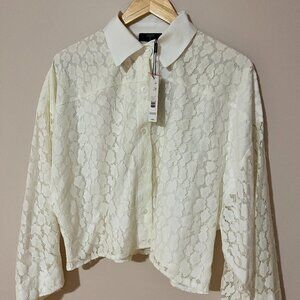 T Tahari  Drop-Shoulder Cropped Kimono-style Shirt